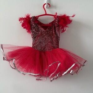 Red and Silver Ballet Costume Tulle Dress
